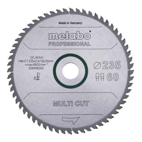 Metabo zaagblad "multi cut - professional", 235x2,4/1,8x30, Z60 FZ/TZ 5°