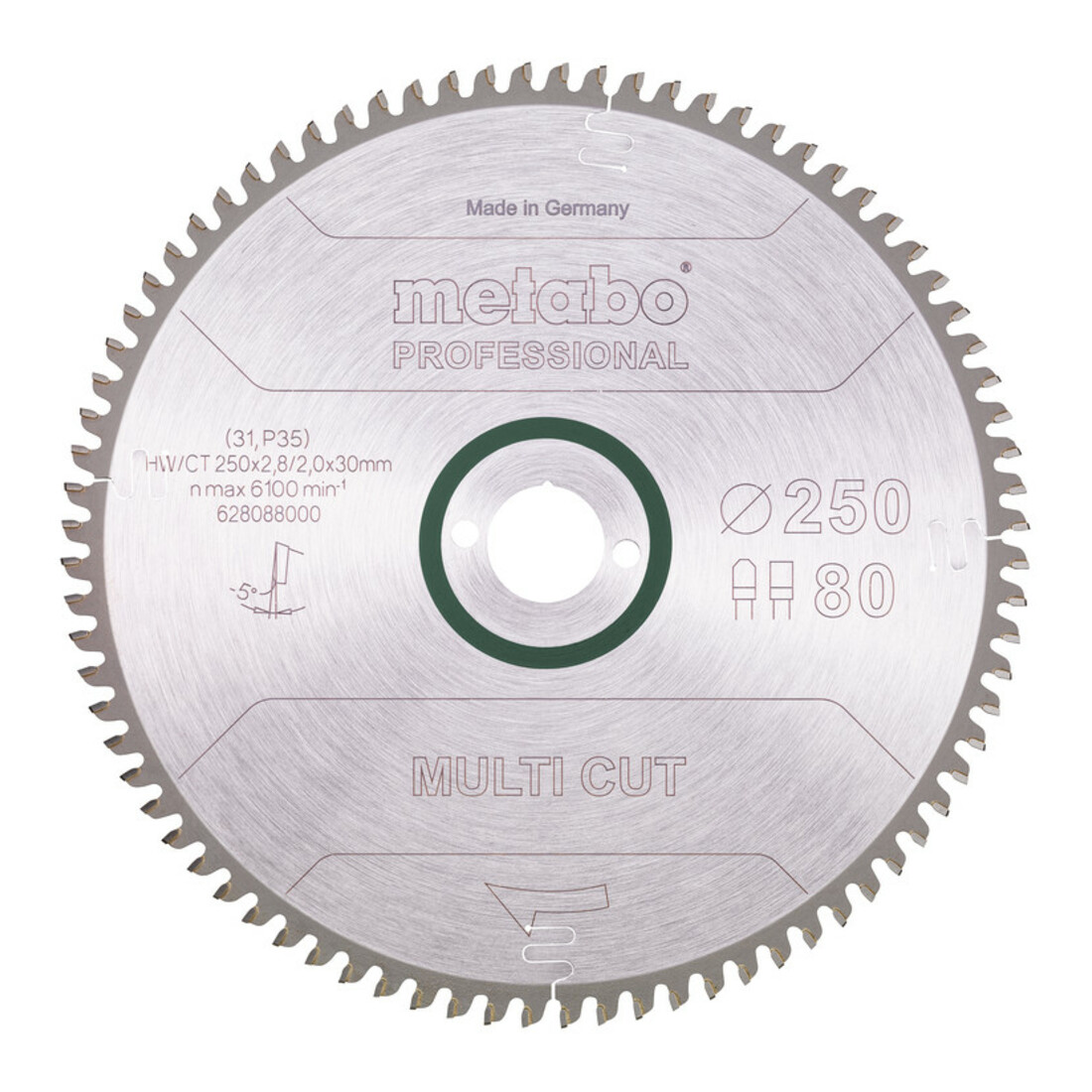 Metabo zaagblad "multi cut - professional", 250x2,8/2,0x30, Z80 FZ/TZ, 5° neg.