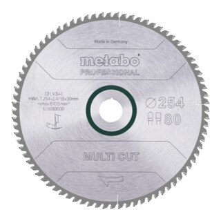Metabo zaagblad "multi cut - professional", 254x2,4/1,6x30, Z80 FZ/TZ, 5°