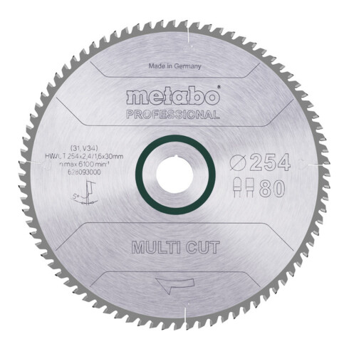 Metabo zaagblad "multi cut - professional", 254x2,4/1,6x30, Z80 FZ/TZ, 5°