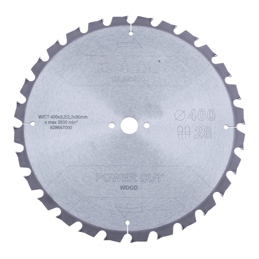 Metabo zaagblad "power cut wood - classic", 400x3,2/2,2x30 Z28 TZ 15°