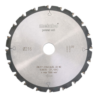 Metabo hardmetalen cirkelzaagblad "power cut wood", professionele kwaliteit, voor semi-stationaire cirkelzagen