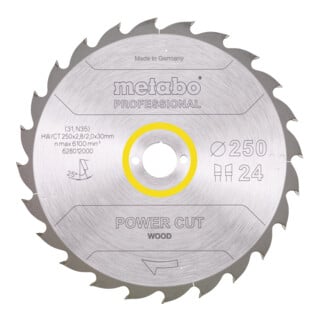 Metabo hardmetalen cirkelzaagblad "power cut wood", professionele kwaliteit, voor semi-stationaire cirkelzagen