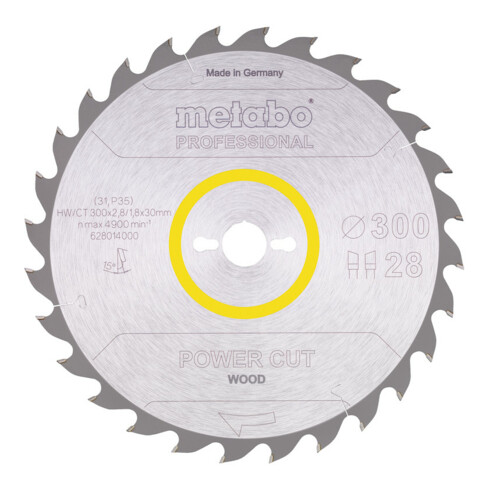 Metabo zaagblad "power cut wood - professional", 300x2,8/1,8x30, Z28 WZ 15°