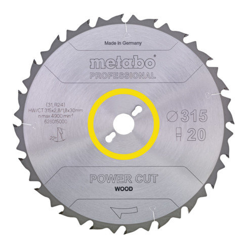 Metabo zaagblad "power cut wood - professional", 315x2,8/1,8x30, Z20 FZ 22°