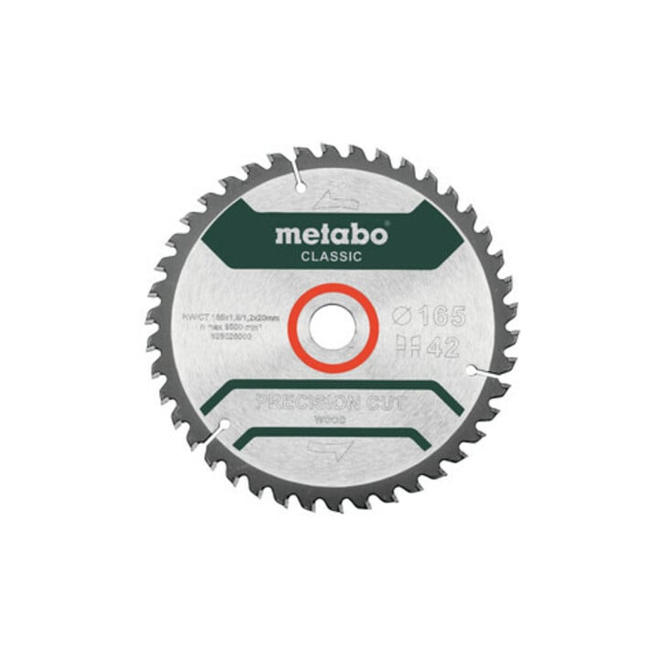 Metabo zaagblad "precision cut wood - classic", 165x1,8/1,2x20 Z42 WZ 5°