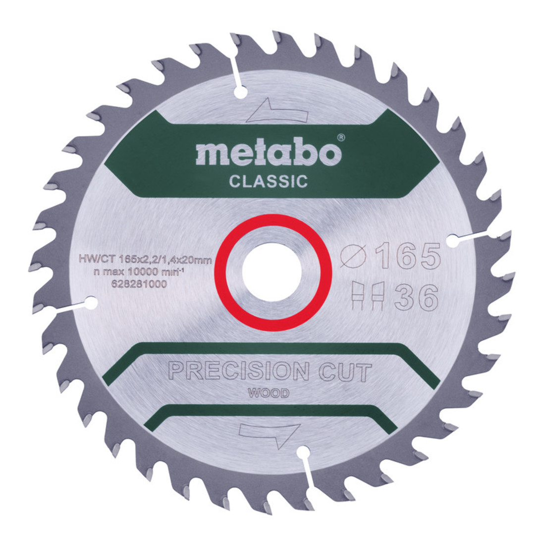 Metabo zaagblad "precision cut wood - classic", 165x1,8/1,2x20 Z42 WZ 5° /B