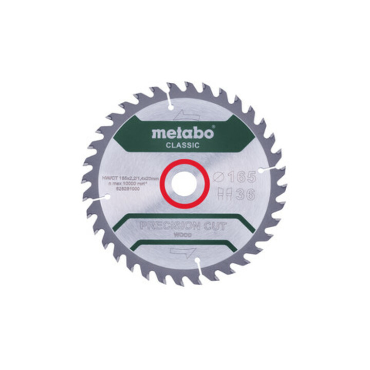 Metabo zaagblad "precision cut wood - classic", 165x2,2/1,4x20 Z36 WZ 15°