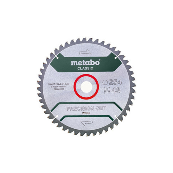 Metabo zaagblad "precision cut wood - classic", 254x2,4/1,8x30, Z48 WZ 5°neg.
