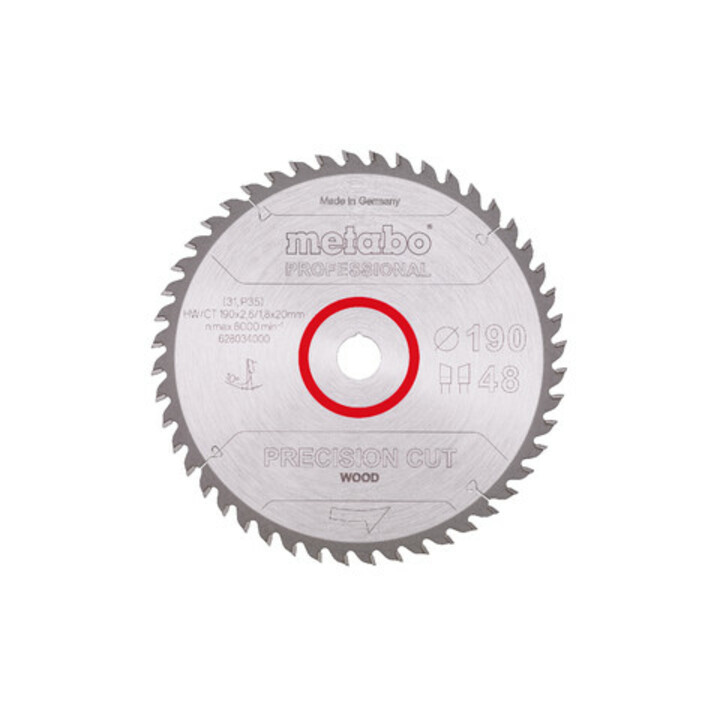 Metabo zaagblad "precision cut wood - professional", 190x2,6/1,8x20, Z48 WZ 10°