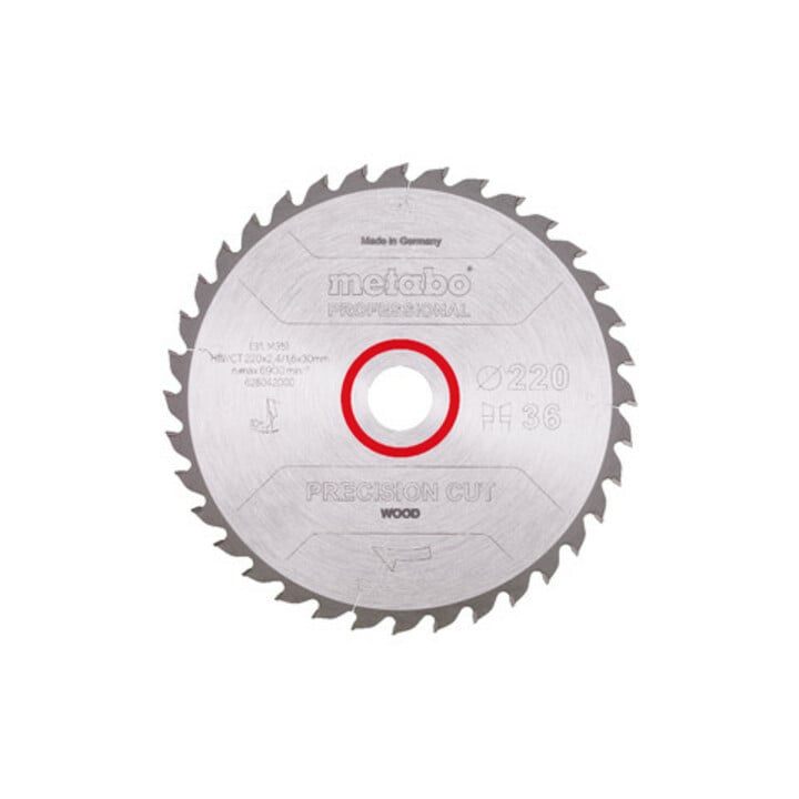 Metabo zaagblad "precision cut wood - professional", 220x2,4/1,6x30, Z36 WZ 10°