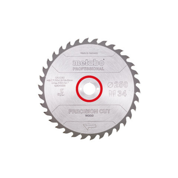 Metabo zaagblad "precision cut wood - professional", 250x2,8/1,8x30, Z34 WZ 15°