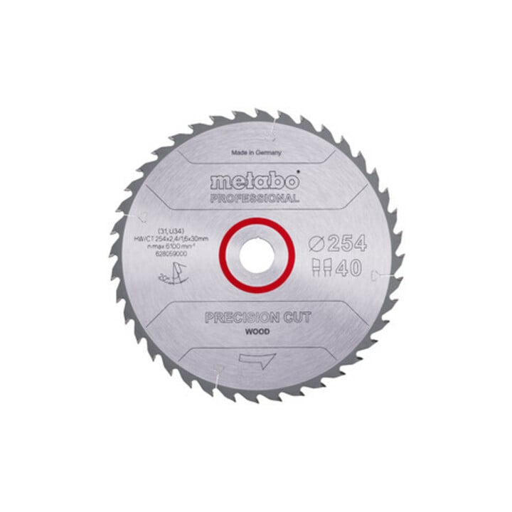 Metabo zaagblad "precision cut wood - professional", 254x2,4/1,6x30, Z40 WZ 20°