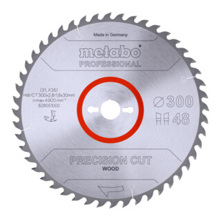 Metabo zaagblad "precision cut wood - professional", 300x2,8/1,8x30, Z48 WZ 15°