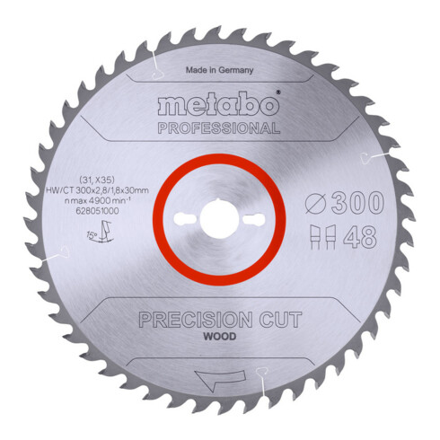 Metabo zaagblad "precision cut wood - professional", 300x2,8/1,8x30, Z48 WZ 15°