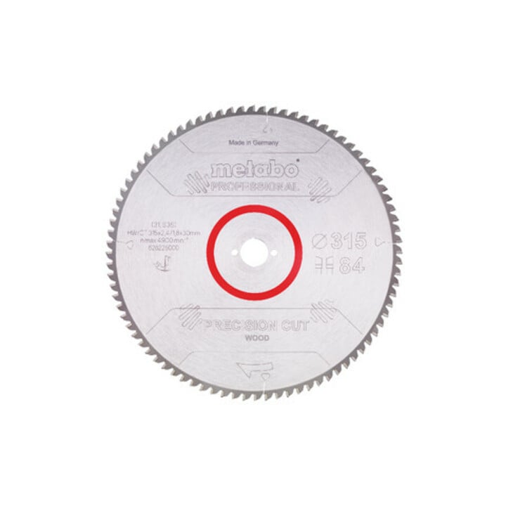 Metabo zaagblad "precision cut wood - professional", 315x2,4/1,8x30, Z84 WZ 5° neg.