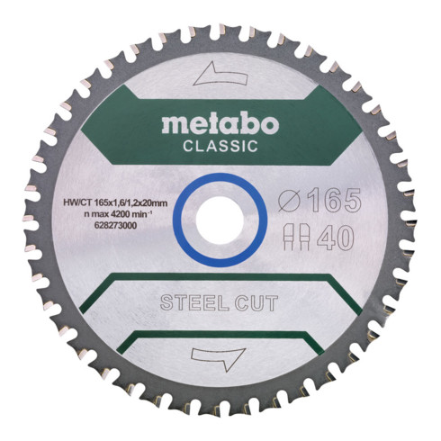 Metabo zaagblad "steel cut - classic", 165x1,6/1,2x20 Z40 FZFA/FZFA 4°