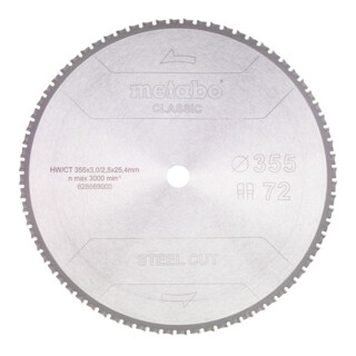 Metabo zaagblad "steel cut - classic", 355x3,0/2,5x25,4 Z72 FZFA/FZFA 4°