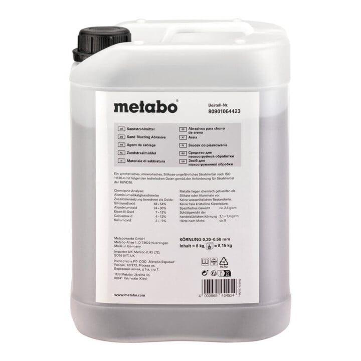 Metabo zandstraalmiddel, korrelgrootte 0,2 - 0,5 mm, bus 8 kg