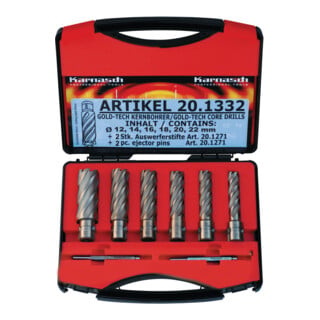 metallkraft Kernbohrer-Set GOLD-LINE 55 Ø 12-22 mm HSS-XE Spezialstahl