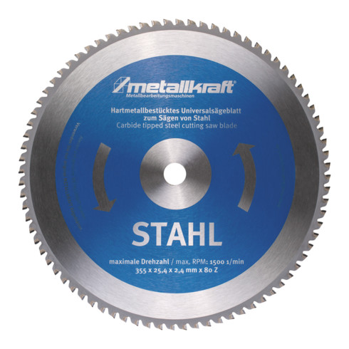METALLKRAFT Lame de scie acier Ø355 x 2,4 x 25,4 mm Z80 pour MTS 356