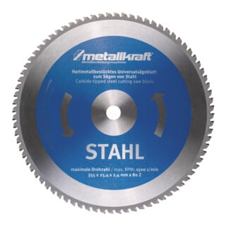 METALLKRAFT Lame de scie acier Ø355 x 2,4 x 25,4 mm Z80 pour MTS 356