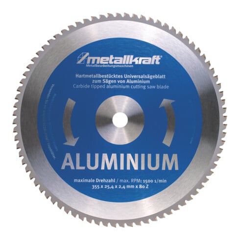 METALLKRAFT Sägeblatt Alu Ø355 x 2,4 x 25,4mm Z80 für MTS 356