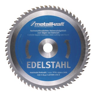 metallkraft Sägeblatt Ø 230 x 1,8 x 25,4 mm Edelstahl