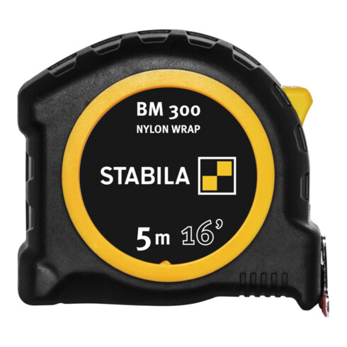 Mètre à ruban de poche STABILA BM 300, 5 m (16'), échelle double face cm/pouce, crochet SPIKES
