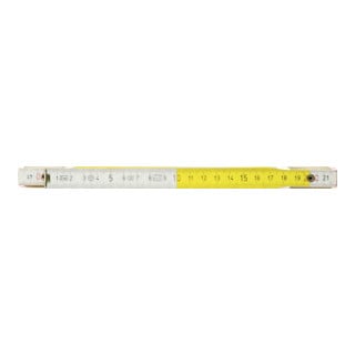 Mètre pliant, bois, blanc/jaune, 2 m