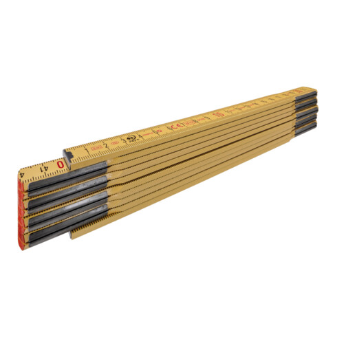 Mètre pliant en bois STABILA 607 L.2m jaune clair bois de hêtre Précision III