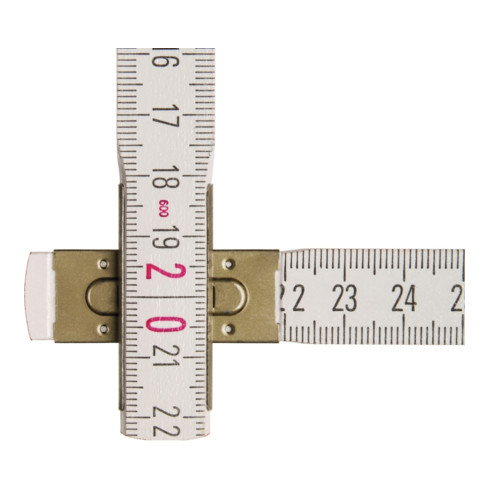 Mètre pliant en bois STABILA Type 1607 W, 2 m, blanc, échelle métrique, avec graduation angulaire