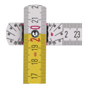 Mètre pliant en bois STABILA Type 417, 2 m, échelle métrique à lecture rapide blanche/jaune, avec équerre