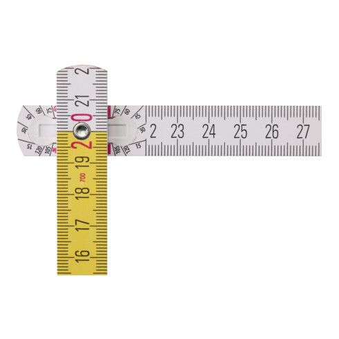 Mètre pliant en bois STABILA Type 717, 2 m, blanc/jaune échelle métrique à lecture rapide