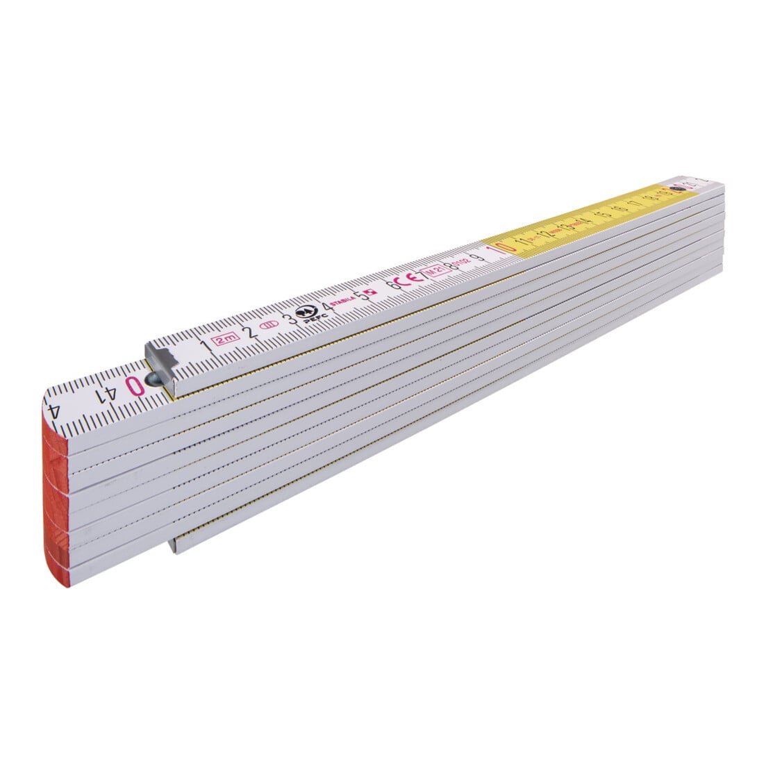 Mètre pliant en bois STABILA Type 717, 2 m, blanc/jaune échelle métrique à lecture rapide