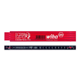 Mètre pliant Wiha Longlife® Plus Composite 2 m, 10 branches blanc