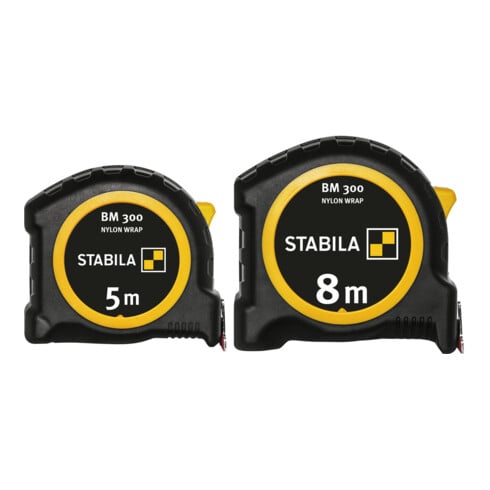 Mètre ruban de poche STABILA BM 300, échelle métrique double-face, crochet SPIKES