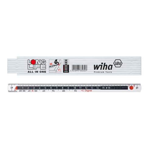Wiha Metro pieghevole Longlife® All in One 2 m metrico, 10 maglie, bianco