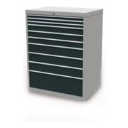 Meuble à tiroirs Bedrunka+Hirth H1319xL1005xP736mm gris clair/gris anthracite 10 tiroirs.-1