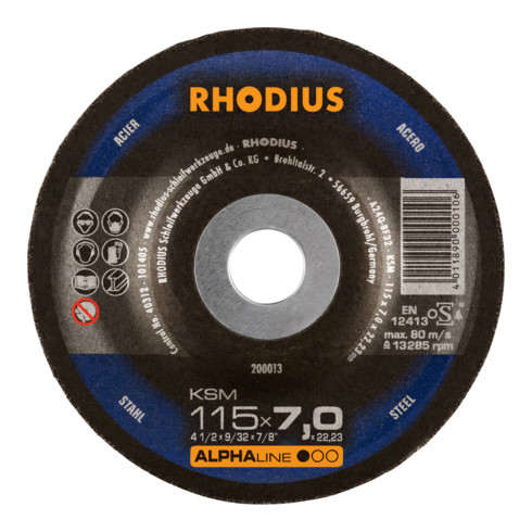 Rhodius disque à ébarber KSM D.115x7,0mm courbé 22,23mm
