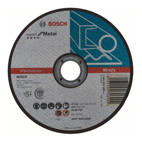 Meule à tronçonner droite Bosch Expert pour Métal AS 46 T BF, 150 mm, 22.23 mm, 1.6 mm