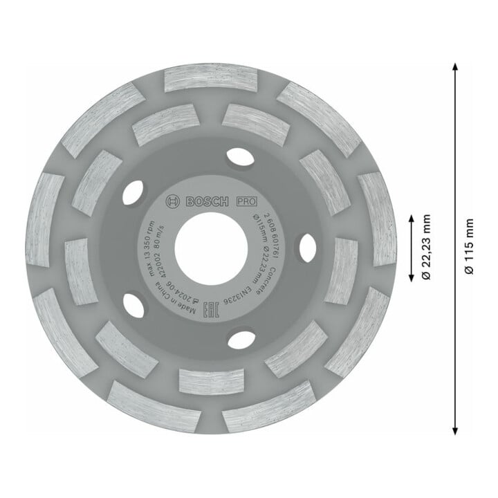 Meule assiette diamantée Bosch, Expert for Concrete, diamètre 115 mm
