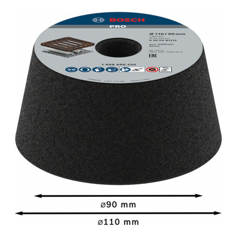 Meule boisseau Bosch pour meuleuses à eau et meuleuses d'angle coniques en métal/fonte