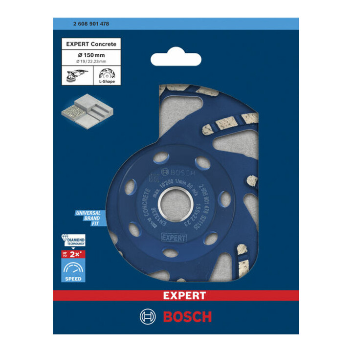 Meule Bosch EXPERT Concrete Grinding 150 x 22,23 x 4,5 mm pour meuleuses à béton