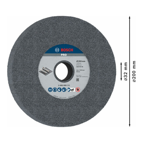 Meule Bosch pour rectifieuse double 200 mm 32 mm 36