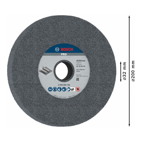 Meule Bosch pour rectifieuse double 200 mm 32 mm 46