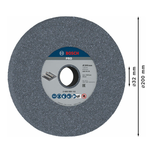 Meule Bosch pour rectifieuse double 200 mm 32 mm 60