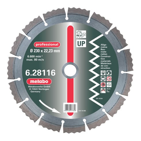 Meule de tronçonnage diamantée, 115 x 2,15 x 22,23 mm, "professional", "UP", universelle metabo