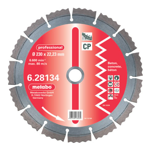 Meule de tronçonnage diamantée, 350 x 3,2 x 20,/25,4mm, "professional", "CP", béton metabo