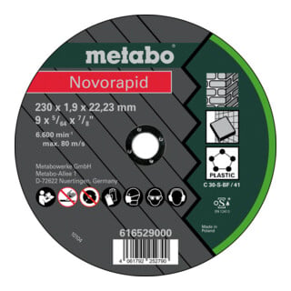 Metabo Disque à tronçonner Novorapid 115x1,0x22,2 universel